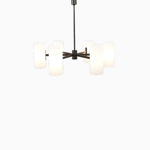 Chandelier with Black Metal Rod and Arms, 1960s