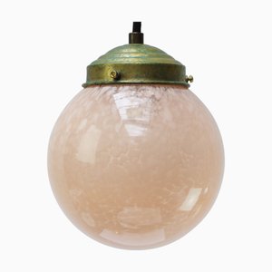 French Pink Glass Pendant Lamp
