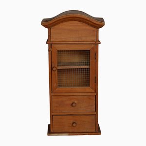 Vintage Wooden Shelf with Drawers and Wire Mesh Door, 1990s