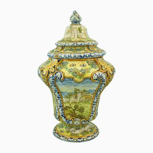 Neo-Renaissance Ceramic Potiche Vase from Castelli