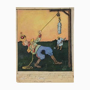 Gabriele Galantara, Pull the Rope, Mixed Media on Paper, Early 20th Century