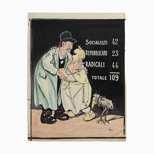 Gabriele Galantara, Socialists, Republicans, Radicals, Mixed Media on Paper, Early 20th Century