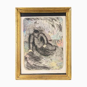 Sandro Chia, Reclined Man, Etching, 1981, Framed