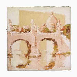 Franco Marzilli, View of Saint Peter (Rome), Oil Painting, 1970s