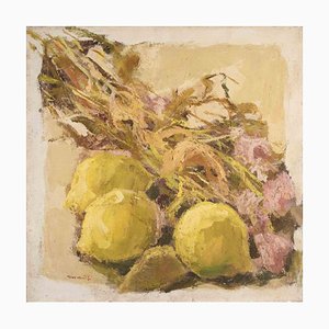 Franco Marzilli, Still Life with Lemons, Oil Painting, 1970s