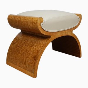 Sgabello X-Frame Art Déco in radica di noce e betulla satinata, anni '30