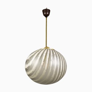 Mid-Century Striped Glass Globe Pendant by Peill & Putzler, Germany, 1970s