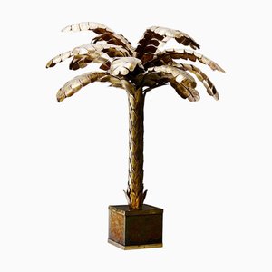 Lampe Palm Vintage en Laiton par Christian Techoueyres pour Maison Jansen, France, 1970s