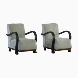 Juego de sillones suecos Art Déco con reposabrazos curvados, años 30