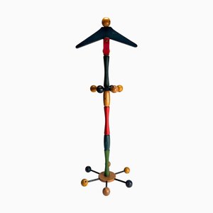 Mid-Century Modern Italian Colored Wooden Children's Coat Rack from Fratelli Reguitti, 1950s
