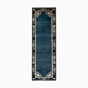 Vintage Chinese Art Deco Style Runner in Deep Blue