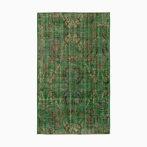 Art Deco Rug in Green with Black Geometric Pattern, 1960s