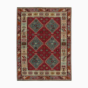 Middle Eastern Kilim Rug in Burgundy and Blue Geometric Pattern by Aeg