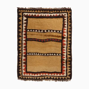 Antiker kurdischer geometrischer Übergangsteppich aus kupferbrauner und roter Wolle