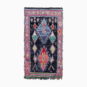 Marokkanischer Vintage Berber Kelim in Blau, Rosa Geometrischem Rautenmuster