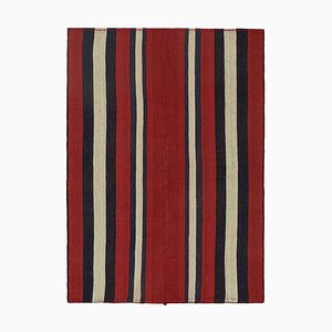 1950er persischer Vintage Kelim mit roten, blauen und grauweißen Streifen von Rug & Kilim