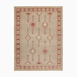 1950er Vintage Perserteppich mit geometrischen Mustern in Beige-Braun und Rot von Rug & Kelim