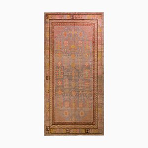 Handgeknüpfter Antiker Khotan Teppich in Grau-Blau mit Blumenmuster