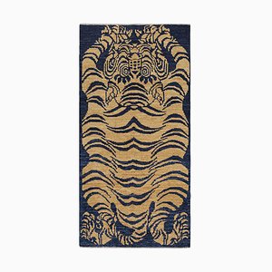 Vintage Zeki Müren Teppich in Orange mit braunen und blauen Mustern von Rug & Kilim