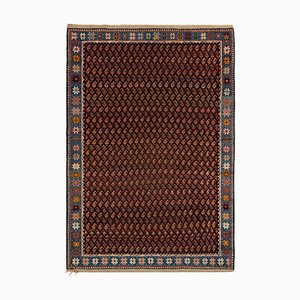 Handgeknüpfter antiker Kuba Teppich mit geometrischem Muster in Schwarz und Blau