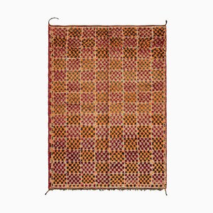 Marokkanischer Vintage Teppich mit geometrischen Mustern in Orange, Rot und Grau - Teppich & Kelim