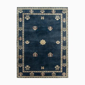 Vintage Chinese Deco Style Rug in Medallion Floral Patterns