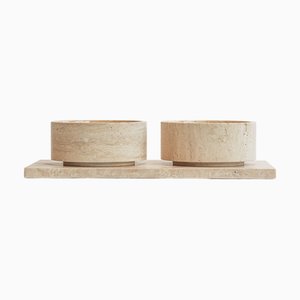 XL Travertine Limited Edition Pet Bowl from Kiwano Concept