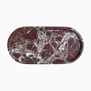 Ovales Rosso Levanto Tablett aus Marmor von Kiwano Concept