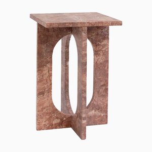 Bond Side Table in Red Travertine from Kiwano Concept