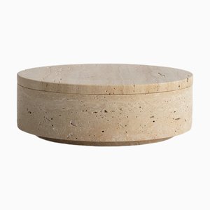 Travertine Cylinder Bowl with Lid from Kiwano Concept