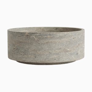 Silver Travertine Cylinder Bowl from Kiwano Concept