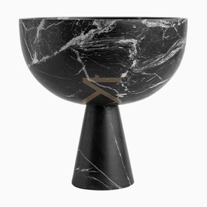 XL Black Marble Pedestal Bowl from Kiwano Concept