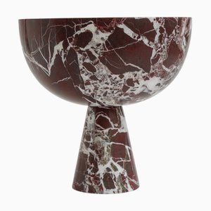 XL Rosso Levanto Marble Pedestal Bowl from Kiwano Concept