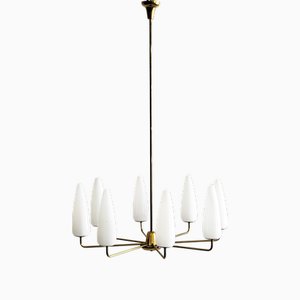 Mid-Century Modern Austrian Brass Chandelier by Rupert Nikoll, 1950s