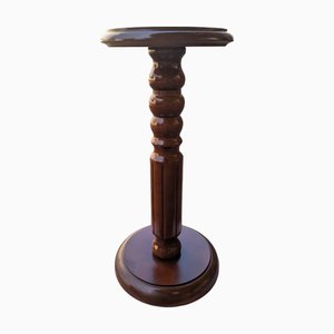 Soporte para plantas torneado a mano de madera real, años 60