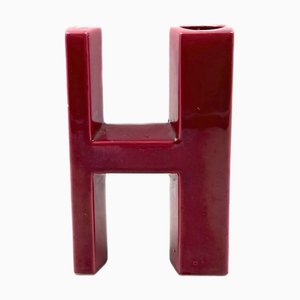 Space Age Red H Letter Shaped Ceramic Solifleur Vase by Marcel Radureau, 1970