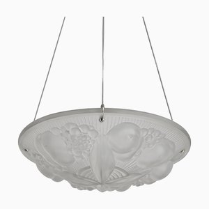 Lampada a sospensione Art Déco in vetro smerigliato di Muller Frères Lunéville, anni '20