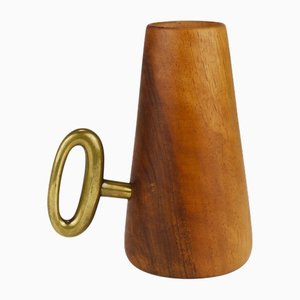 Mid-Century Straw Holder & Corkscrew in Walnut & Brass attributed to Carl Auböck, Austria, 1950