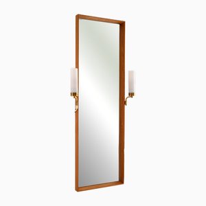 Vintage Spiegel mit integrierten Wandlampen, 1950er