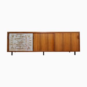 Sideboard with Tiles by Edy Buyse for Perignem, Belgium, 1950-1960s