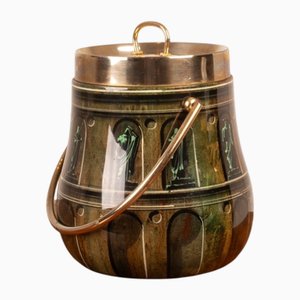 Parchment Thermos Ice Bucket with Hand-Painted Decorations from Aldo Tura, 1960