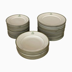 Juego de platos SS con monograma con adornos dorados de Bareuther Bavaria, años 30. Juego de 40