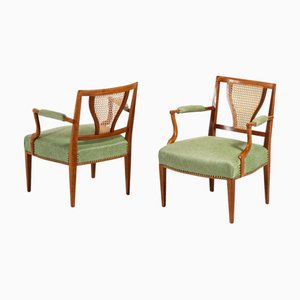Set of Easy Chairs in Mahogany with Cane and Fabric by Josef Frank, 1939