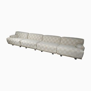Modulares Fiandra Sofa aus Cremefarbenem Kariertem Stoff von Vico Magistretti für Cassina, 1970er