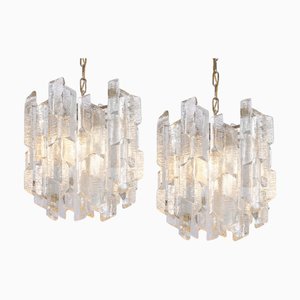 Vintage Murano Ice Glass Chandelier from Kalmar, 1970s