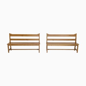 Vintage Ash Wood Benches, Set of 2