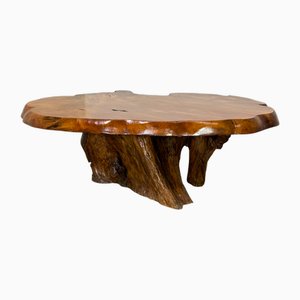 Mid-Century Brutalist Wabi Sabi Organic Natural Burl Wood Coffee Table, 1950s