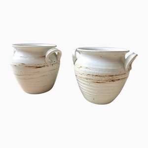 Studio Ceramic Art Vases with Handles from Pottestuen Fredrikshavn, Denmark, 1970s, Set of 2