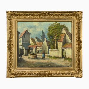 Delacour, The Village, Late 19th Century, Oil on Canvas, Framed