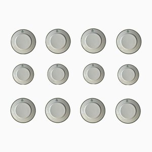 SS Monogramed Desert and Flat Teller mit Goldbesatz von Bareuther Bavaria, Deutschland, 1930er, 12 . Set